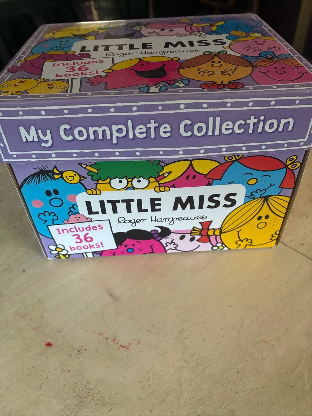 NWOTLittle Miss Lavender Character Storage Box with Multi-Color Books